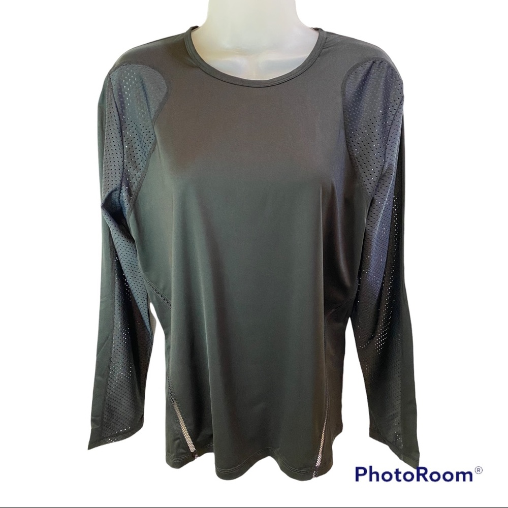 TAIL Golf Top XL Long Sleeve Round Neck Perforated and Cut Out Design Black